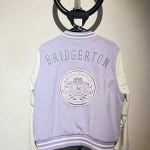 Bridgerton Purple and White Varsity Jacket